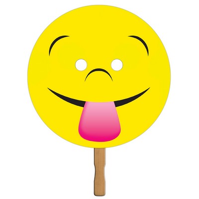 Stock Digital Large Head Fan w/ 12" Wooden Stick & Front Imprint (12"x12")