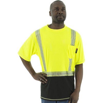 High Visibility Snag Resistant Short Sleeve Shirt with Reflective Chainsaw Striping, ANSI 2, Type R