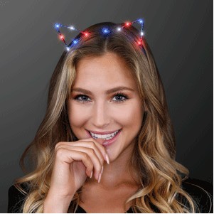 Red White Blue Starlight Kitty Cat Ears Headband - BLANK