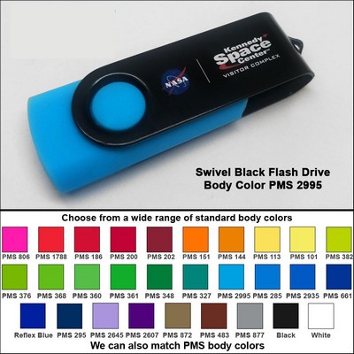 Swivel Black/Blue Flash Drive (128 MB Memory) - Body PMS 2995