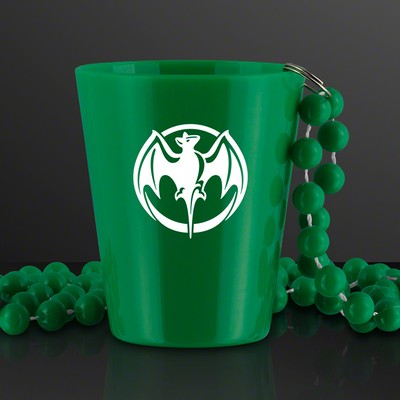 Green Shot Glass Bead Necklace 1.5 oz. (NON-Light Up) - PRINTED