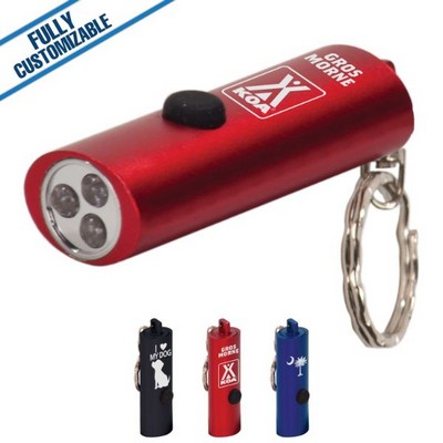 Blue 3-LED Flashlight w/Keychain (2.375")