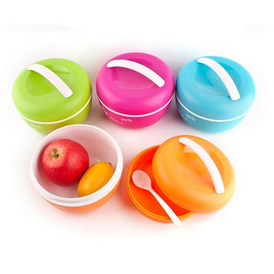 Apple Shape Microwaveable Plastic Lunch Box With Spoon Inside