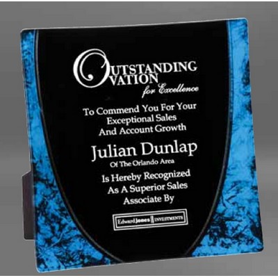 Large Blue & Black Laserable Glass Tray