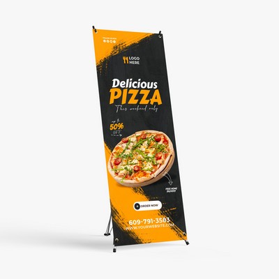 Full Color Digitally Printed-X Stand Banner with Hardware 32" x 71"