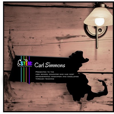 13" Massachusetts Black Acrylic Plaque