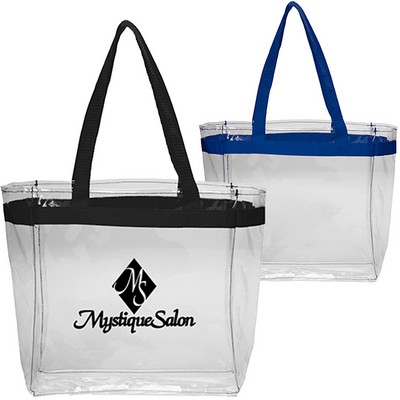Clear Plastic Tote Bag w/ Colored Handles (12" x 11.75")
