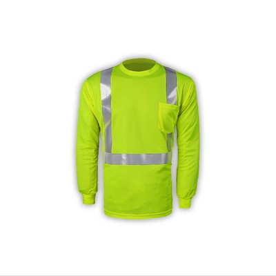 High Visibility Long Sleeve Birdseye T-shirt, Class 2, Lime