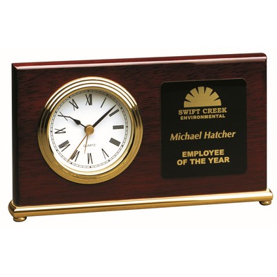 7 1/2" x 4" Rosewood Piano Finish Horizontal Desk Clock