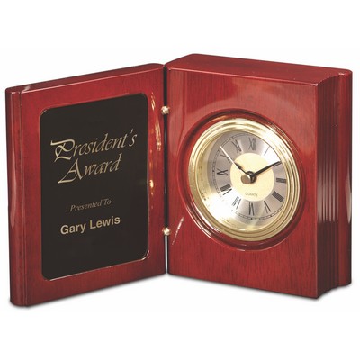 5 3/8" Rosewood Piano Finish Book Clock