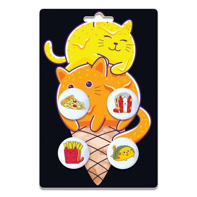 Four 1" Pin-Back Buttons on Backing Card