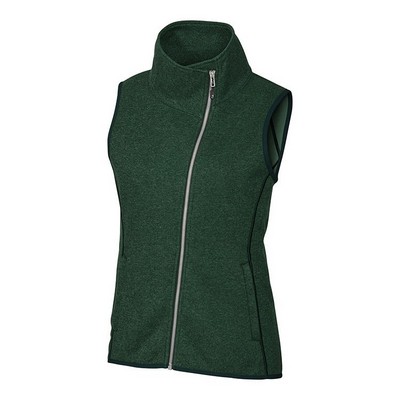 Cutter and Buck Ladies Mainsail Sweater-Knit Full Zip Asymmetrical Vest