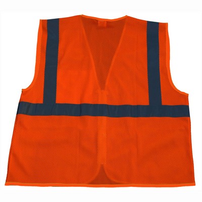 Orange Mesh ANSI/ISEA 107-2015 CLASS 2 Safety Vests with Zipper Closure
