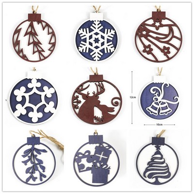Colorful Double Layers Plywood Christmas Tree Ornaments With Custom Shape