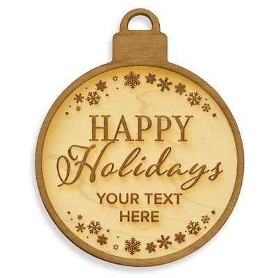 Happy Holidays Wood Ornament - Engravable
