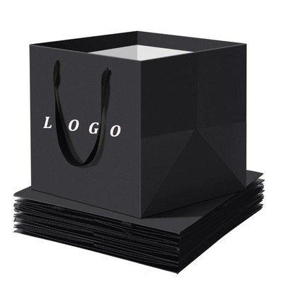 Square Paper Bag with Ribbon Handle