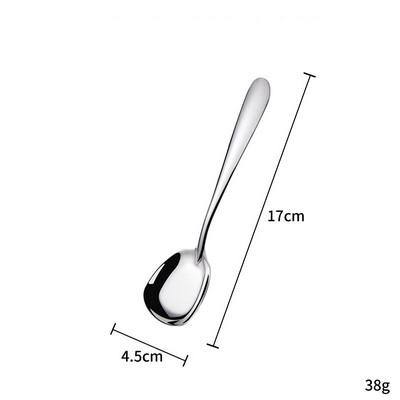 6.69" Silver Surface 304 Stainless Steel Medium Size Square Bottom Soup Spoon W/ Inclined Handle