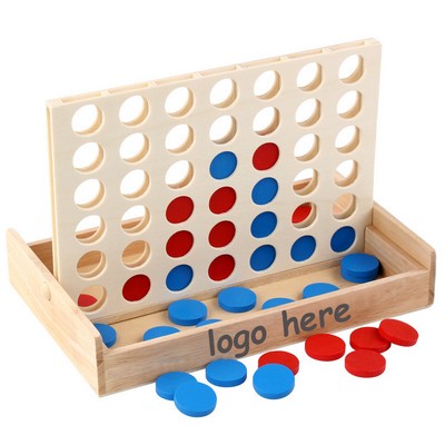 Wooden Classic Drop Disc Game – 4 in a Row Tabletop Strategy Toy for Kids and Adults