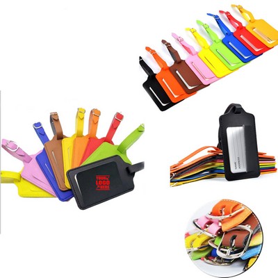 Imprinted Colorful Leather Luggage Tag