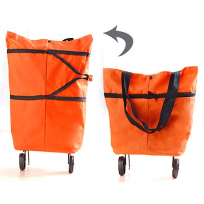 Portable shopping bag with wheels