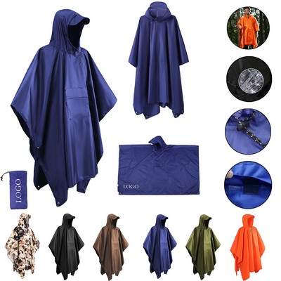 3" 1 Hooded Waterproof Rain Poncho