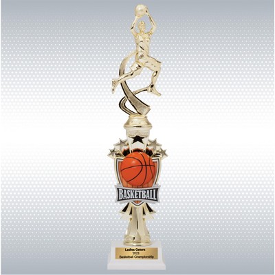 14" Assembled Female Basketball Figure Trophy w/ White Base