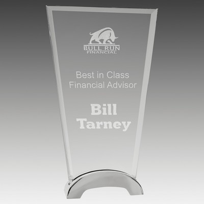 Fan Platinum Glass with Arch Metal Base