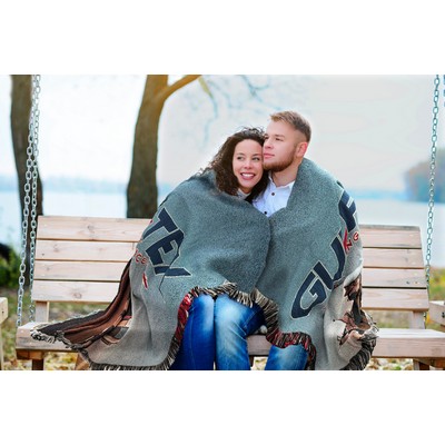 USA Made Jacquard Woven 100% Cotton Tapestry Throw Blanket 62" x 84" (Family XL Size)