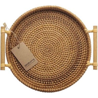 11" Round Woven Rattan Tray