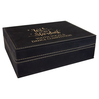 8" x 6 3/8" Black/Gold Leatherette Premium Gift Box