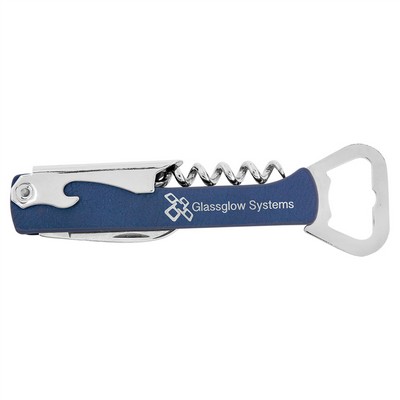 Blue/Silver Leatherette Wine Bottle Opener