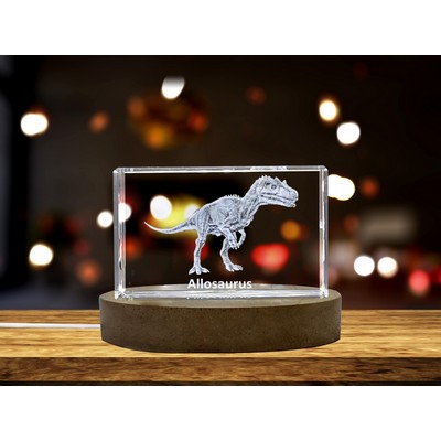 Allosaurus Dinosaur 3D Engraved Crystal Trophy