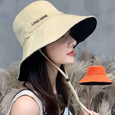 Cotton Bucket Hat w/Chin Strap