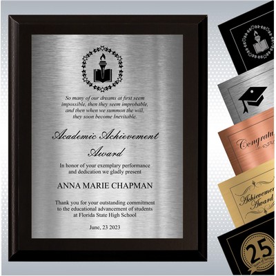 Black Matte Finish Wood Plaque Academic Achievement Award (9" x 12")