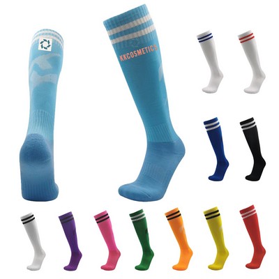 Adults & Kids Knee Athletic High Tube Socks Striped Socks for Soccer