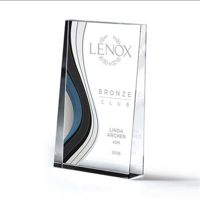 Small Optic Crystal Wedge with Colorful Wave Design (Blue)