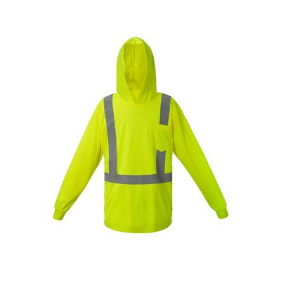 High Visibility Hooded Long Sleeve T-shirt, Class 2, Lime