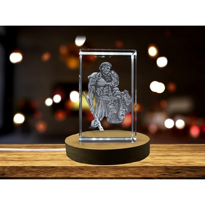 Hercules 3D Engraved Crystal Trophy Award w/LED Base