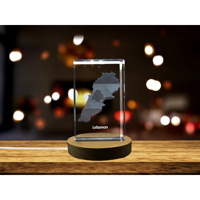 Lebanon 3D Engraved Crystal Trophy Award w/LED Base