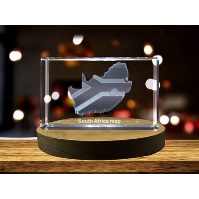 South Africa 3D Engraved Crystal Trophy Award w/LED Base Light