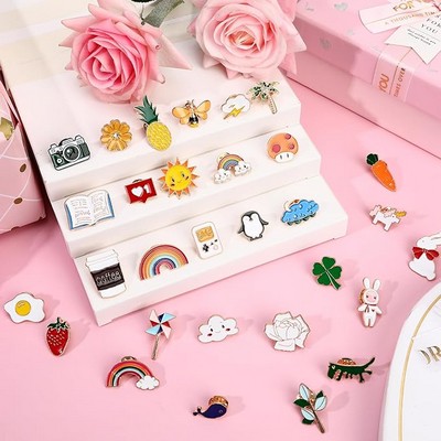 Cartoon Enamel Brooches Cute Enamel Lapel Pins Funny Animal Plant Brooch Button Pins