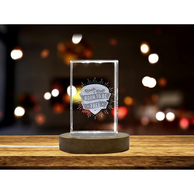 Rock and Roll 3D Engraved Crystal Trophy Award - Art for Music Lovers