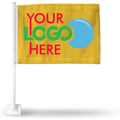 Customizable Double Sided 18" X 12" Car Window Flag Clip