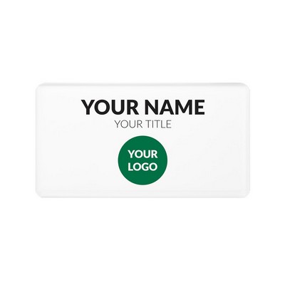 The Mighty Badge 50 Unit Kit, White 1.5 x 2.75, Magnet Fastener, For InkJet Printer