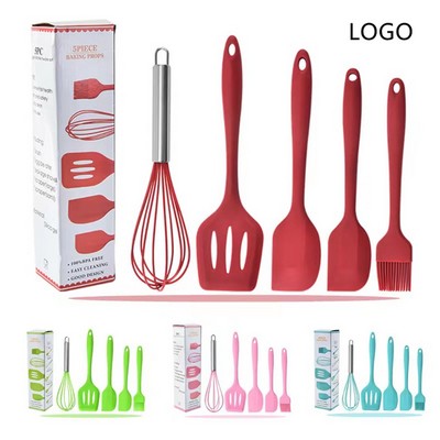 5 Pcs Kitchen Cooking Silicone Utensils Set