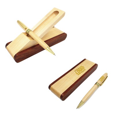 Wooden Pen w/ Display Case