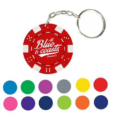 Dice Style Poker Chip Keychain