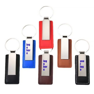 Leatherette Metal Keychain