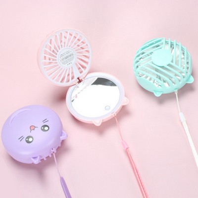 Multi-Purpose Compact Fan with Led Mirror