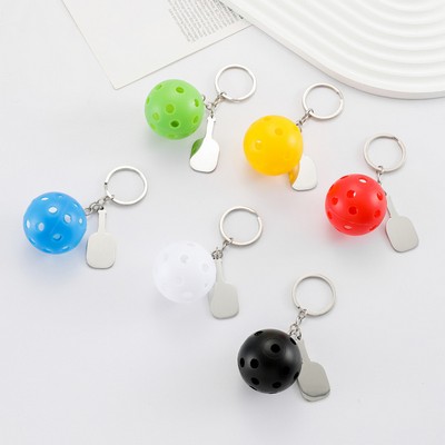 Pickleball Paddle Keychain With Plastic Ball